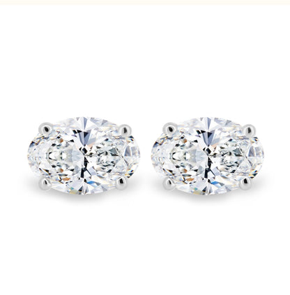 2CT TDW Oval stud earrings
